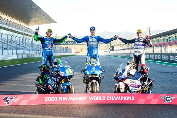 Enea Bastianini Italy Joan Mir & Albert Arenas Spain MotoGP World Champions 2020
