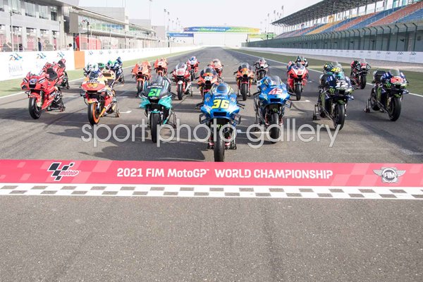 MotoGP Bikes on Grid Qatar Moto GP Doha 2021