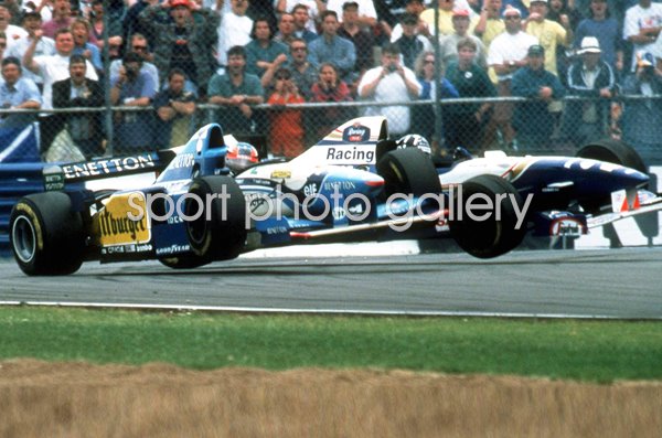 Damon Hill & Michaeal Schumacher Crash Silverstone 1995