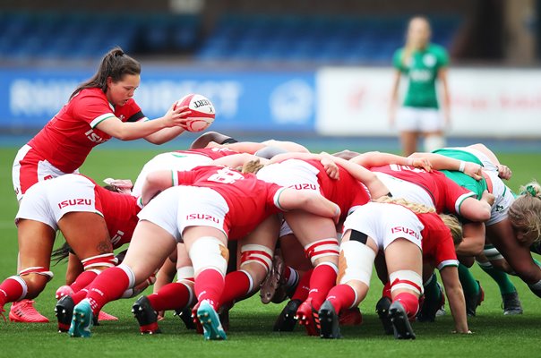 Megan Davies Wales Scrum Feed v Ireland Women's Six Nations 2021