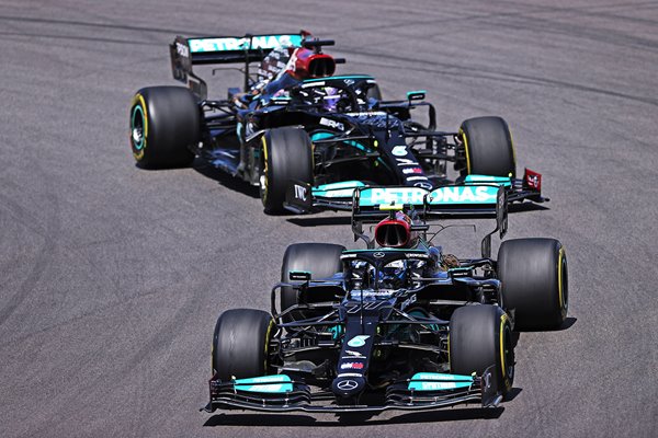 Mercedes driver Valtteri Bottas leads team mate Lewis Hamilton F1 Portugal 2021