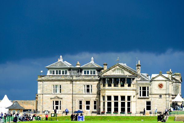 St Andrews Clubhouse under dark skies - Day 1