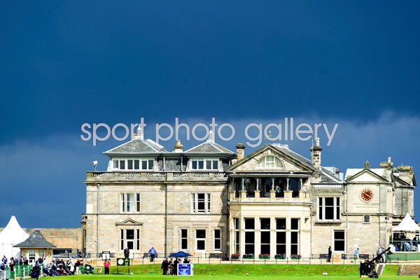 St Andrews Clubhouse under dark skies - Day 1