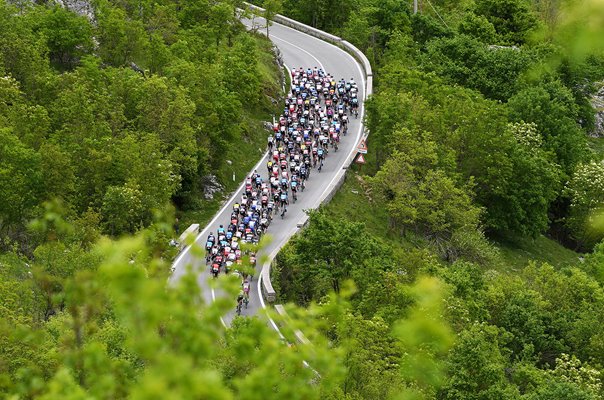 Peloton climb Stage 9 Castel di Sangro to Campo Felice Giro d'Italia 2021  