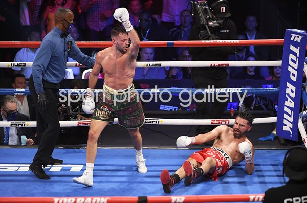 Josh Taylor knocks down Jose Ramirez Las Vegas 2021