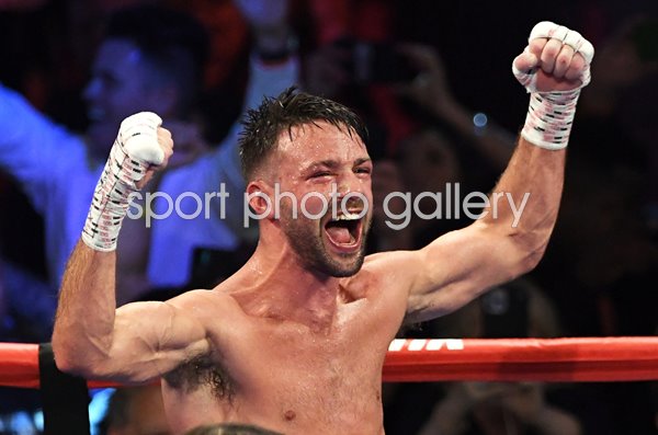 Josh Taylor celebrates beating Jose Ramirez Las Vegas Boxing 2021