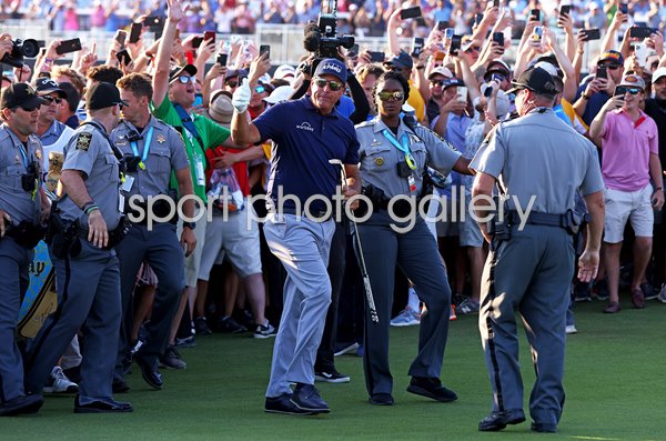 Phil Mickelson USA celebrates 18th Hole Final Round USPGA 2021