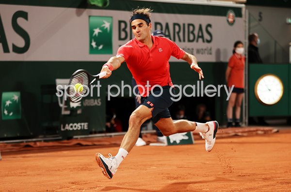 Roger Federer Switzerland running forehand French Open Paris 2021