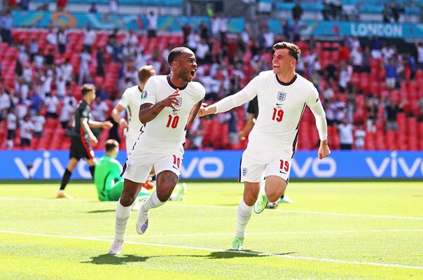 Raheem Sterling England celebrates goal v Croatia Euro 2020 