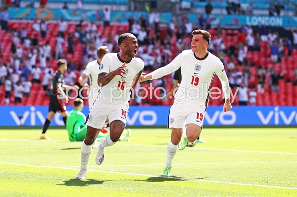 Raheem Sterling England celebrates goal v Croatia Euro 2020 