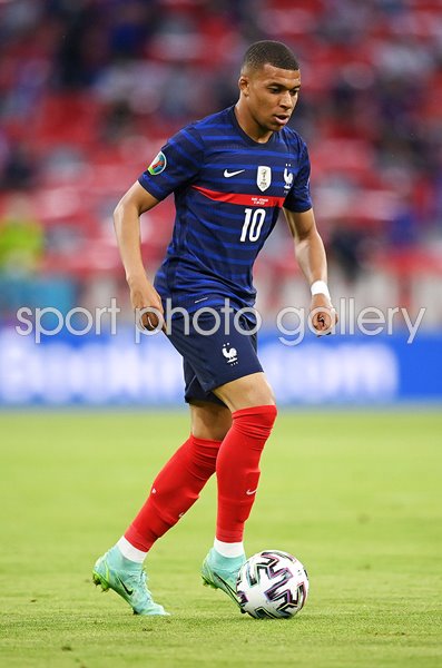 Kylian Mbappe France on the ball v Germany Munich Euro 2020 