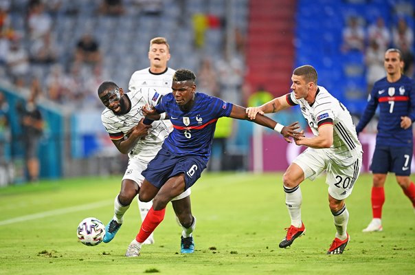 Paul Pogba France v Antonio Ruediger & Robin Gosens Germany Euro 2020 