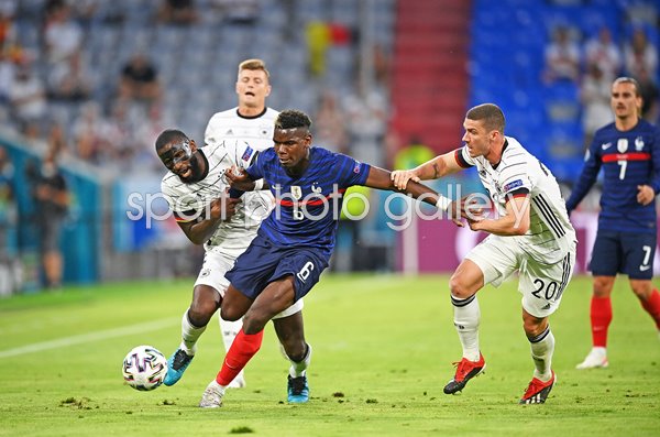 Paul Pogba France v Antonio Ruediger & Robin Gosens Germany Euro 2020 