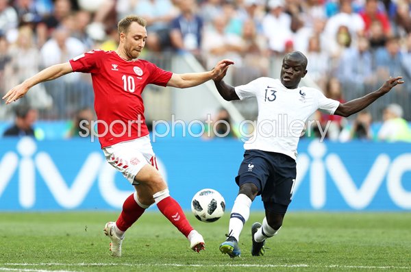 Christian Eriksen Denmark v Ngolo Kante France World Cup 2018