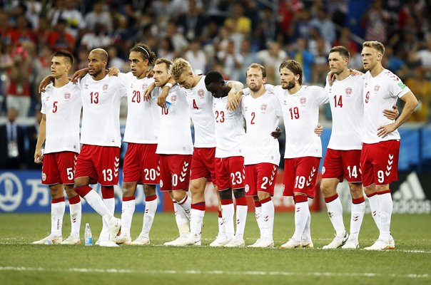 Denmark team v Croatia penalty shoot out World Cup 2018