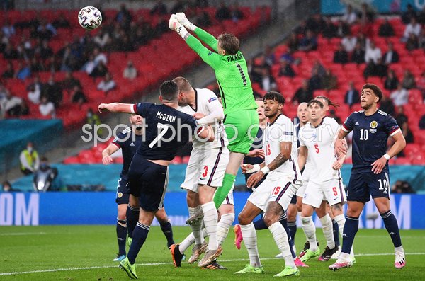 Jordan Pickford England clears v Scotland Wembley Euro 2020 