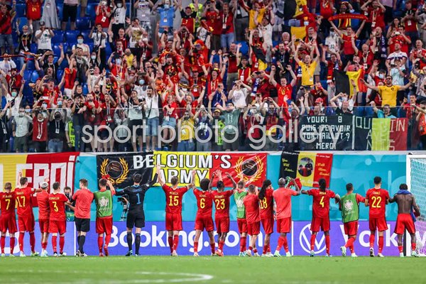Belgium players & fans celebrate Saint Petersburg Stadium Euro 2020 
