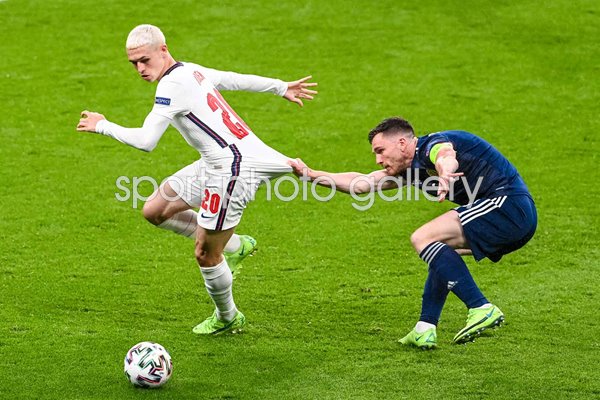 Phil Foden England v Andrew Robertson Scotland Wembley Euro 2020 