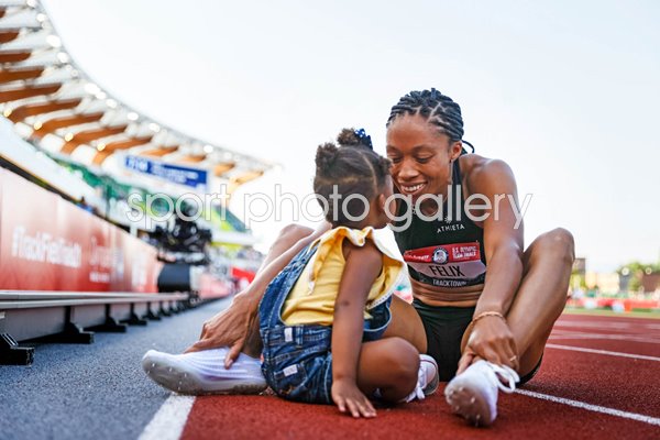Allyson Felix celebrates with daughter Camryn US 2020 Olympic Trials  