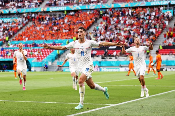 Patrik Schick Czech Republic celebrates goal v Netherlands Euro 2020