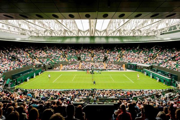 Frances Tiafoe USA v Stefanos Tsitsipas under roof Court 1 Wimbledon 2021