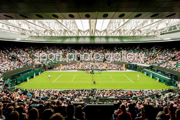 Frances Tiafoe USA v Stefanos Tsitsipas under roof Court 1 Wimbledon 2021