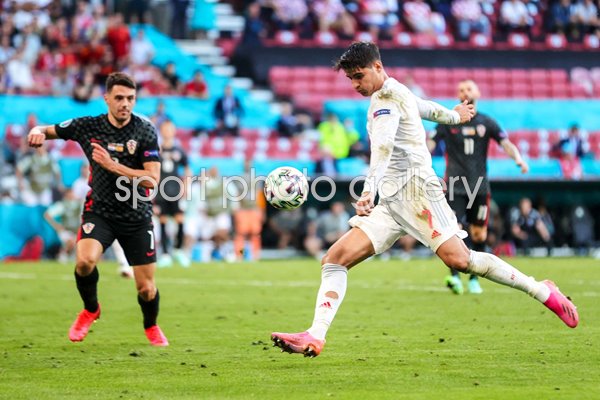 Alvaro Morata Spain scores v Croatia Last 16 Euro 2020