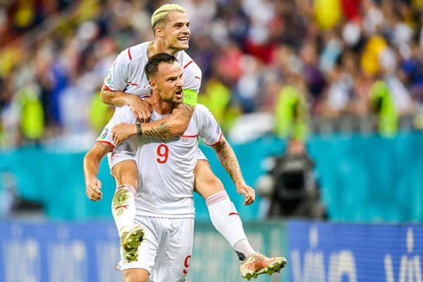 Haris Seferovic & Granit Xhaka Switzerland celebrate Last 16 Euro 2020