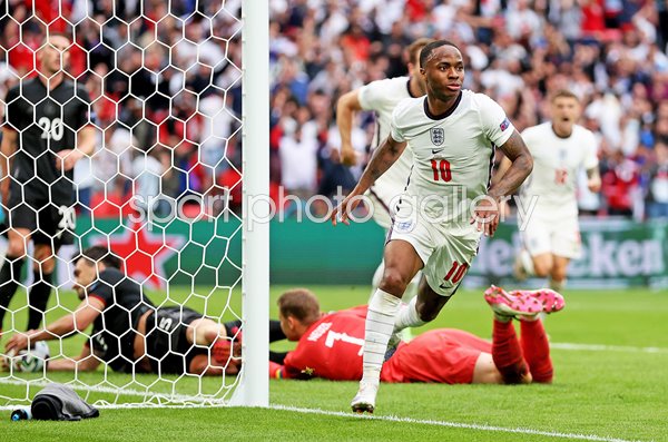 Raheem Sterling England celebrates goal v Germany Wembley Euro 2020 