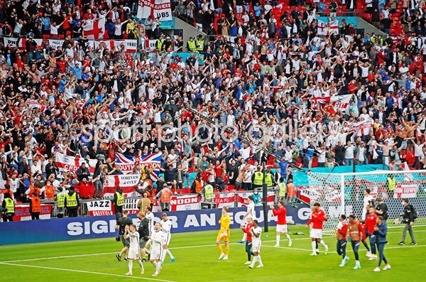 England players and fans celebrate v Germany Wembley Euro 2020 