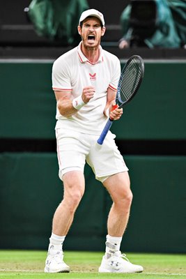 Andy Murray Great Britain celebrates v Oscar Otte Wimbledon 2021