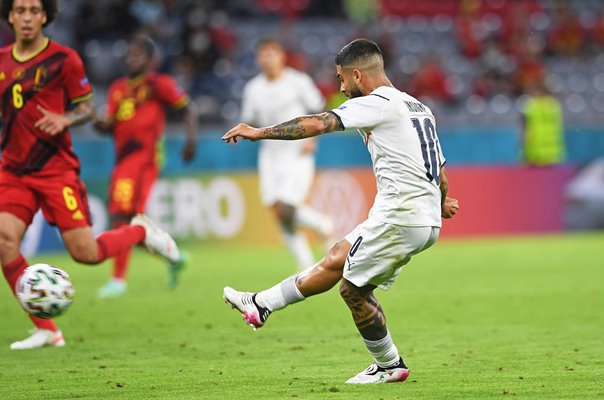 Lorenzo Insigne Italy scores v Belgium Quarter-final Euro 2020