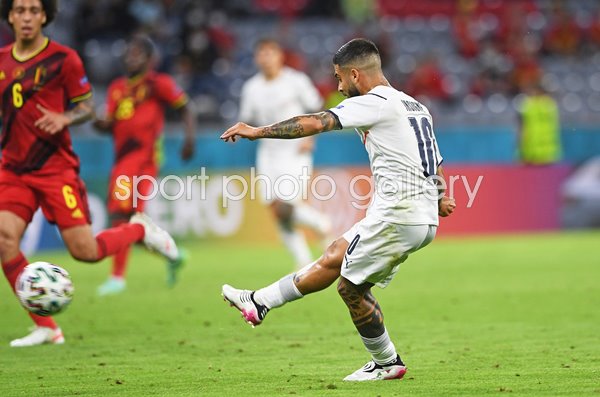 Lorenzo Insigne Italy scores v Belgium Quarter-final Euro 2020