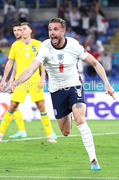 Jordan Henderson England celebrates goal v Ukraine Rome Euro 2020 ...