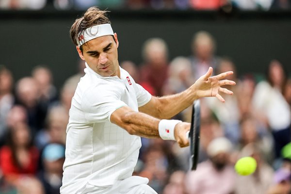 Roger Federer Switzerland forehand Wimbledon Tennis 2021