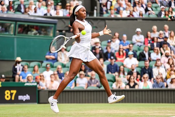 Coco Gauff USA forehand Wimbledon Tennis 2021