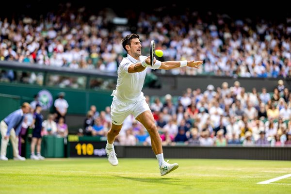 Novak Djokovic Serbia forehand Wimbledon Tennis 2021