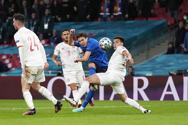 Federico Chiesa Italy scores v Spain Semi-final Euro 2020