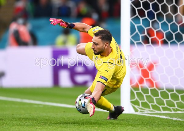 Gianluigi Donnarumma Italy saves penalty v Spain Semi Final Euro 2020 