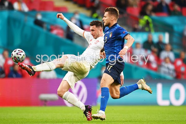 Aymeric Laporte Spain v Ciro Immobile Italy Semi Final Euro 2020 