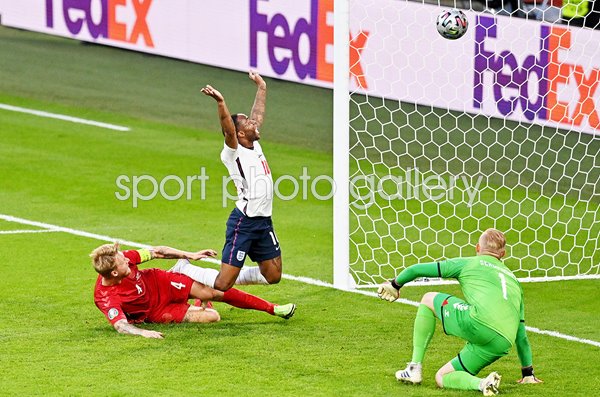 Raheem Stirling England forces Simon Kjaer own goal Denmark Wembley Euro 2020 