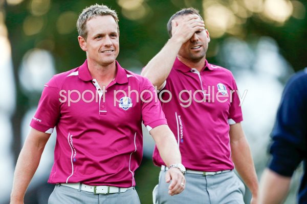 Luke Donald & Sergio Garica celebrate Ryder Cup 2012