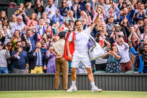 Roger Federer Switzerland thanks crowd Centre Court Wimbledon 2021