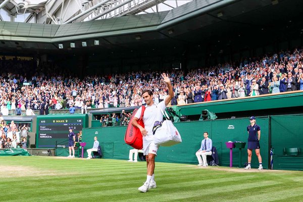 Roger Federer Switzerland leaves Centre Court Wimbledon 2021