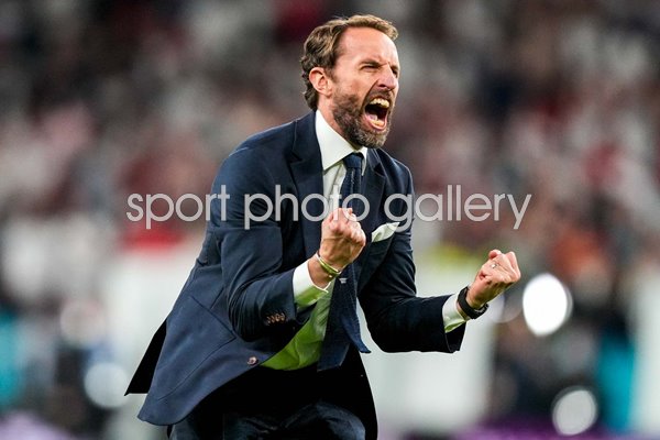 Gareth Southgate England celebrates win v Denmark Semi Final Euro 2020 