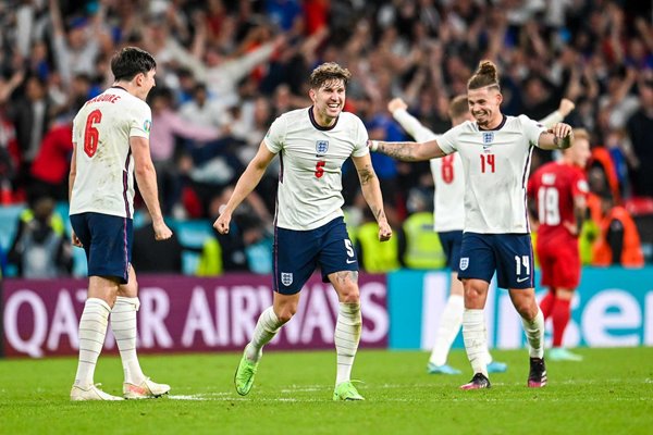 Harry Maguire, John Stones & Kalvin Phillips England v Denmark Euro 2020 