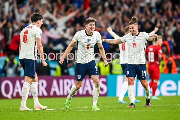 Harry Maguire, John Stones & Kalvin Phillips England v Denmark Euro 2020