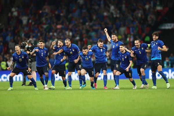 Italy players celebrate winning moment Euro 2020 Final
