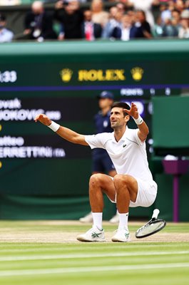 Novak Djokovic Serbia 20th Grand Slam winning moment Wimbledon 2021