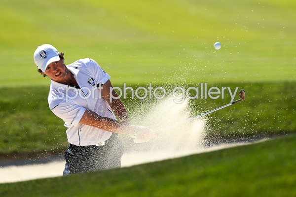 Rory McIlroy bunker action Ryder Cup 2012